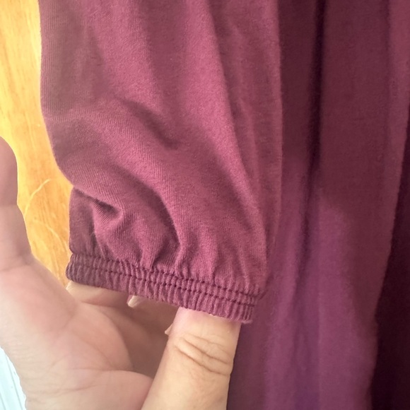 ASOS DESIGN Curve Wrap front long sleeve smock dress Size US 16 Berry Dark Red - Picture 4 of 9